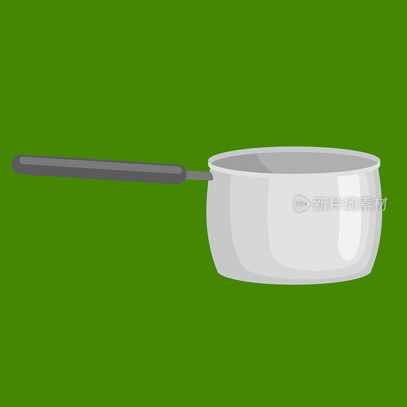 saucepan for cooking food at kitchen, empty metallic pan, isolated utensil, kitchenware equipment vector illustration